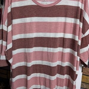 Torrid Striped Short Sleeve Tee - Pink and Maroon